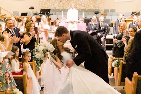 Bride and Groom Kissing